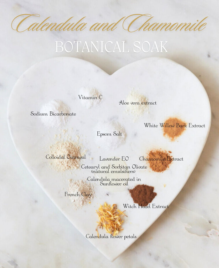 New Mama Post-partum recovery: Calendula & Chamomile Soak + First Touch Butter