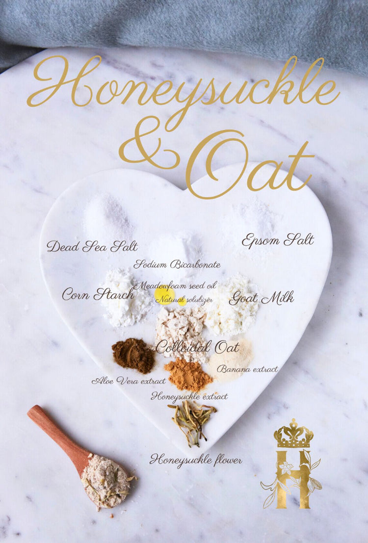 Royal Heir Botanicals_HONEYSUCKLE_And_Oat_Soak_with natural ingredients for eczema healing for baby