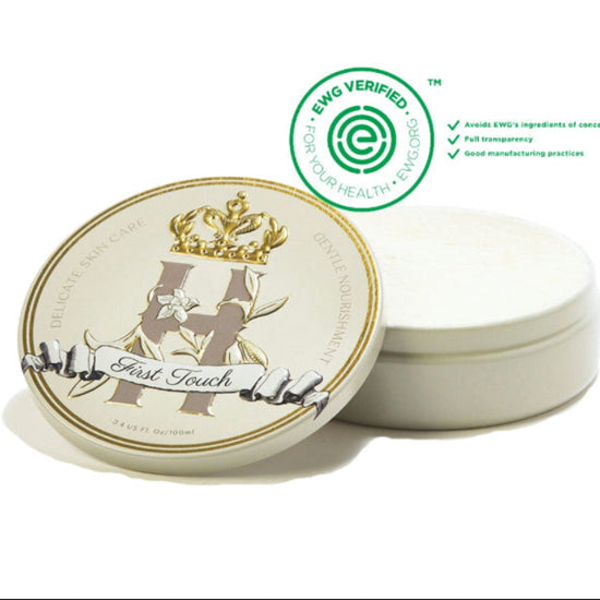 Royal Heir Botanicals First Touch, EWG verified, organic, food grade quality butter safe for babies from day 1. Plant-based and perfect for protecting and nourishing skin for the whole family.
