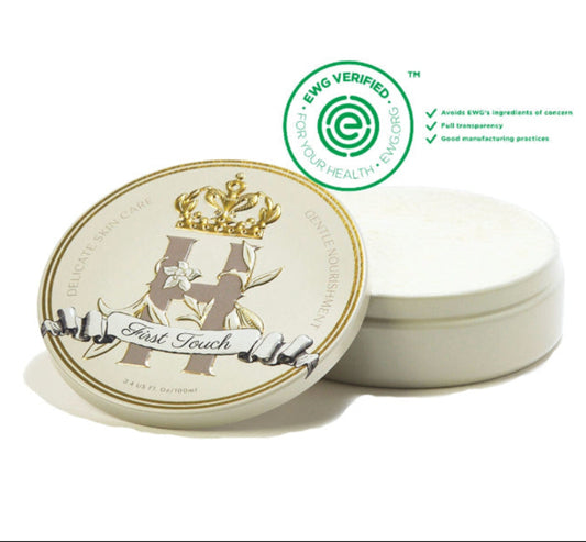 Royal Heir Botanicals First Touch, EWG verified, organic, food grade quality butter safe for babies from day 1. Plant-based and perfect for protecting and nourishing skin for the whole family.
